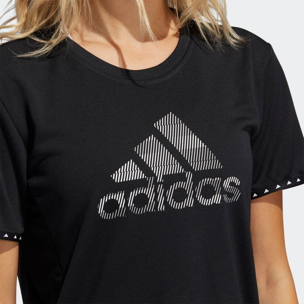 Adidas Solid Color Logo Print Pullover Short Sleeve T-Shirt Women Tops Black GQ9412