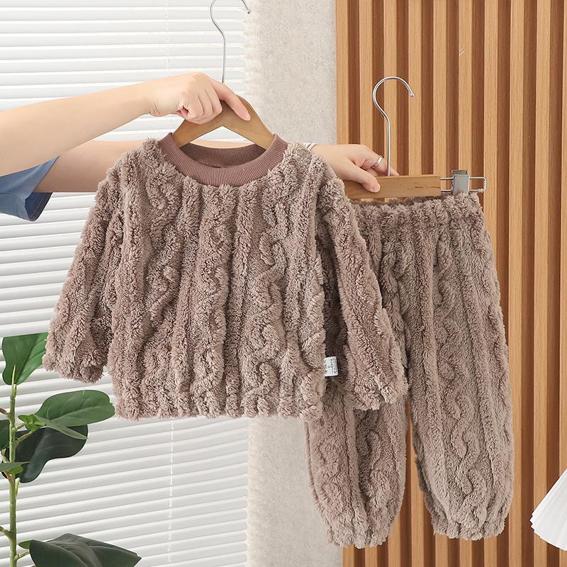 

Пижамный костюм для девочек из раздельной ткани для лица 2024 года, новая детская одежда для осени и зимы из хлопка и бархата для дома 100cm