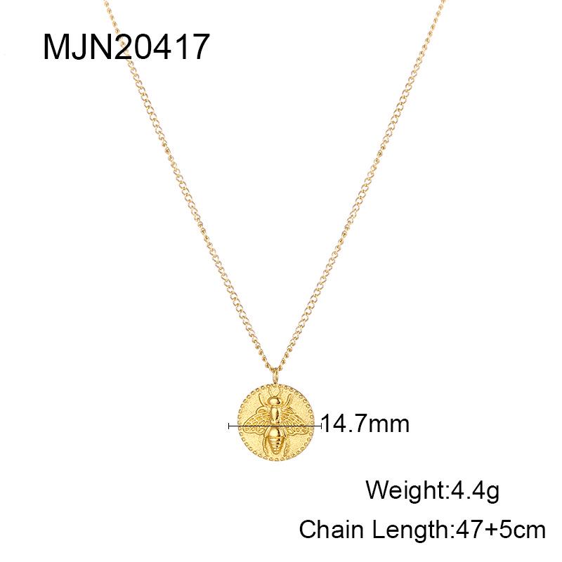 

Литературная пчела 3D рельефное ожерелье: Шикарный ретро-дизайн из нержавеющей стали для женщин 100 Stainless Steel золотой