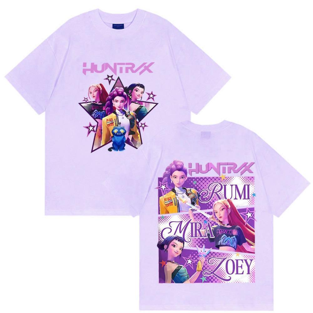 K-pop Demon Hunters Rumi Mira Zpey 2025 Film Graphic T-Shirt Men Women Harajuku High Quality Oversized Cotton T Shirt Streetwear