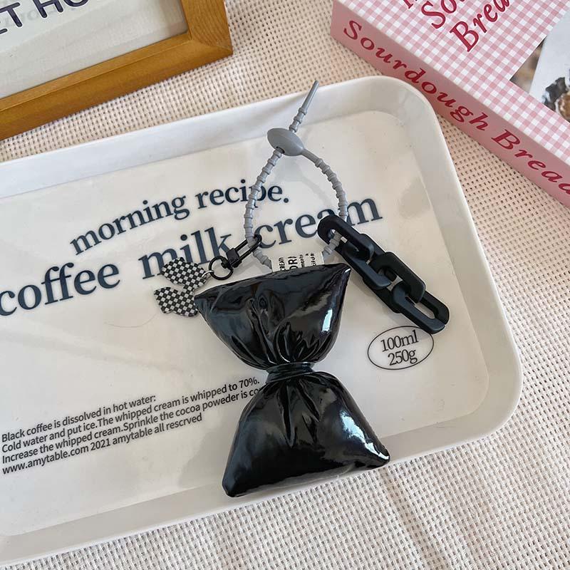Sweet Bow Leather Cotton Filling Keychain Girl Simple Cute Backpack Pendant Earphone Box Phone Case Decoration