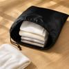 Black Drawstring Storage Bag, Foldable for Travel Home