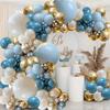 Vintage Ocean Blue Sand White Balloon Chain Wreath Arch Set Opening Party Decoration Props Morandi Balloons