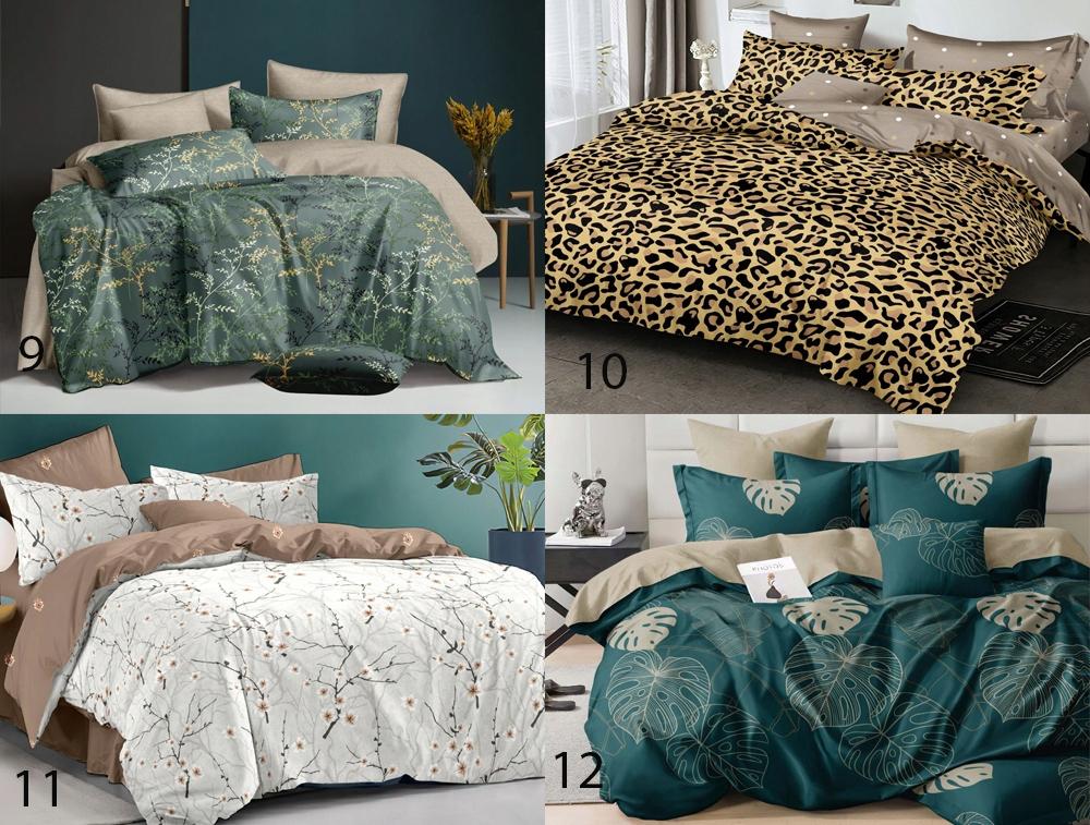 3-piece Bedding Set 160x200 + Pillowcases, Cotton Satin Leaves