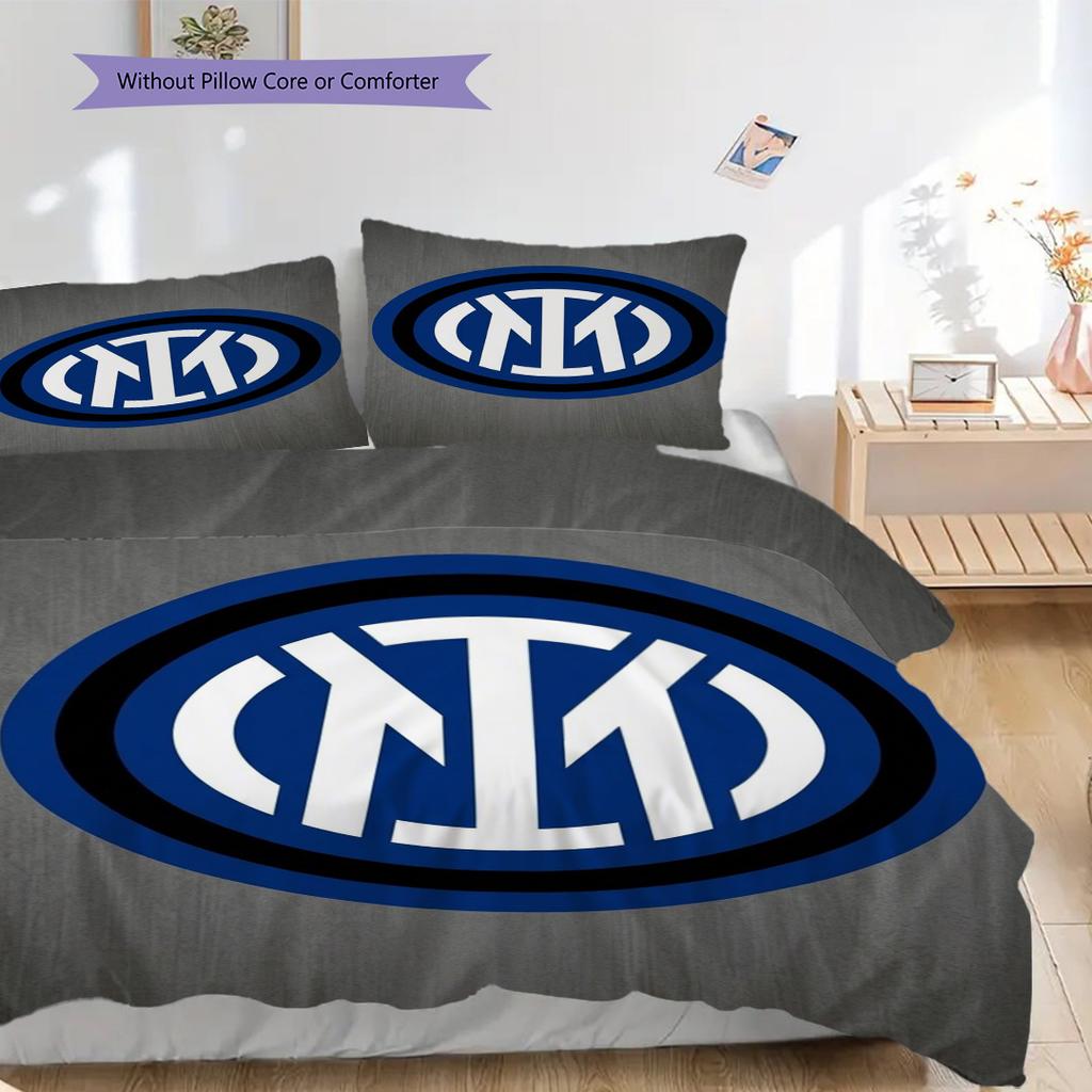 Emblema Inter Milan Sfondo Vivace Set da Tre Pezzi (1 * copripiumino + 2 * federa, senza nucleo) Set biancheria da letto regalo di Natale compleanno