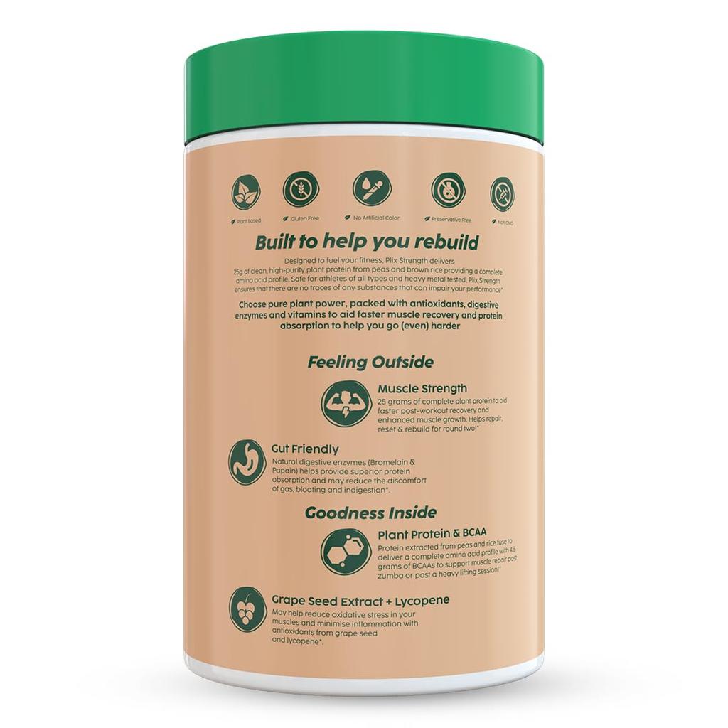Plix Strength Plant Protein Powder 1 kg Chocolate Flavor With 25 g Protein Per Scoop Dairy Free Gluten Free Fitness Nutrition