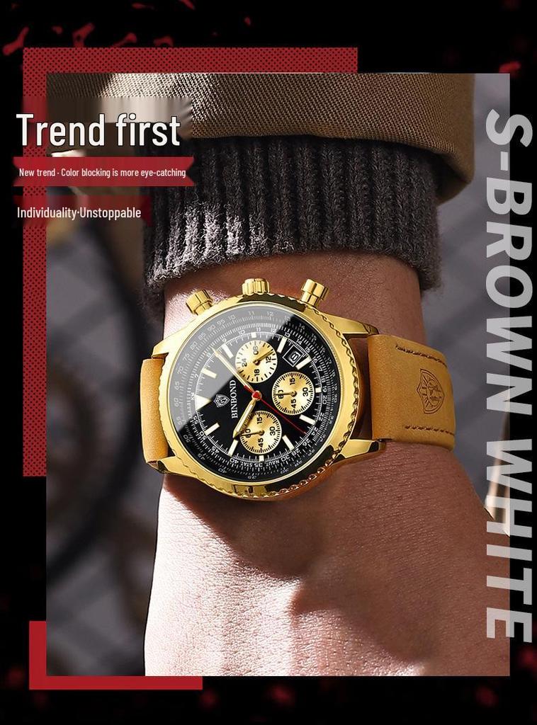 BINBOND Men's Ultra-thin Silicone Strap Watch – Waterproof, Luminous, with Calendar