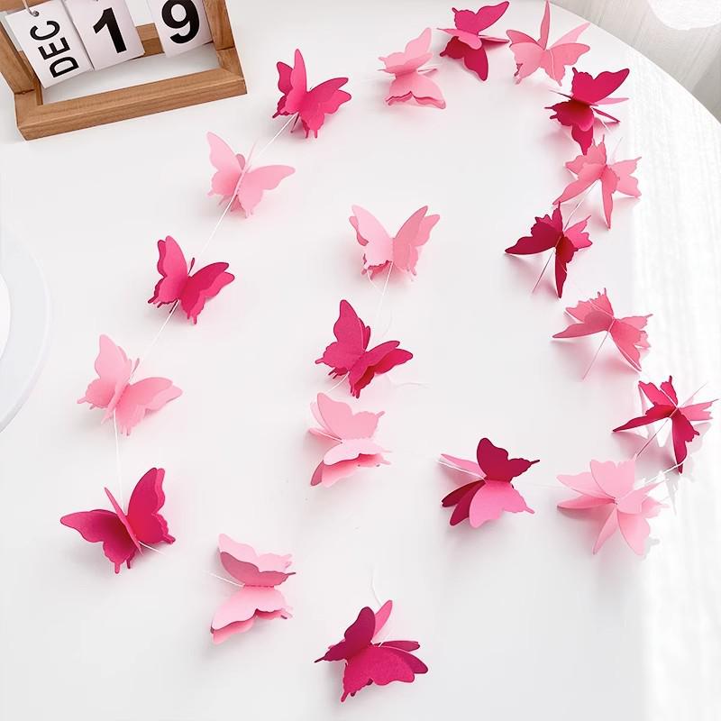Colorful 3D Butterfly Paper Garland for Weddings, Parties, and Children's Room Decor
