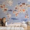 Wallpaper - World Map with Animal Illustrations