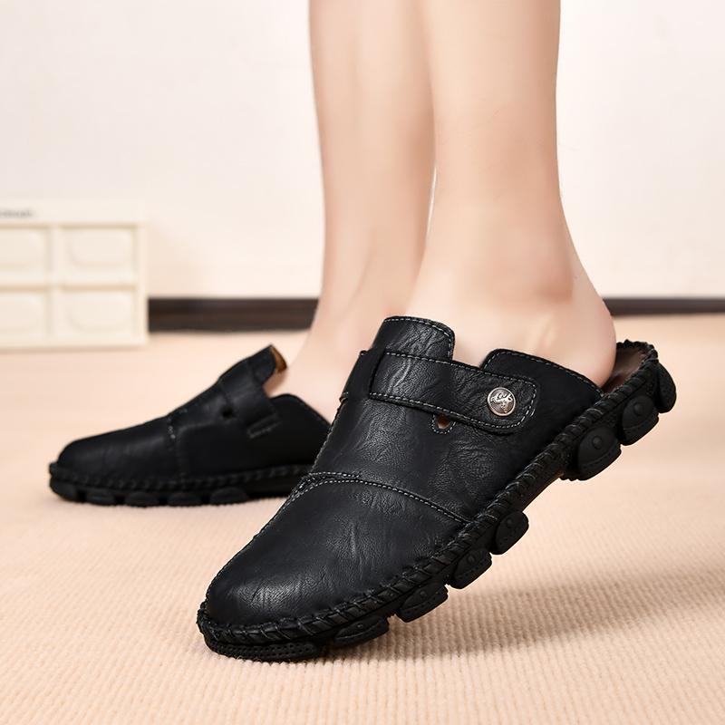Summer Men's Leather Sandals Slippers Beach Sandals Outdoor Rubber Flip Flops Men Water Trekking Sandals