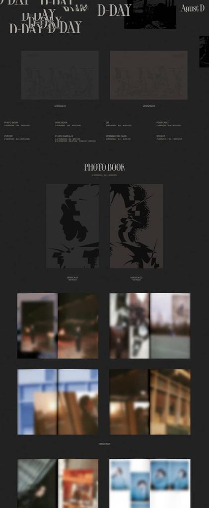 BTS SUGA Agust D 1st Album Folded Poster On Lyric Scanimation Sealed D-DAY Version.02 CD+1p Pack+100p PhotoBook+1ea Book+1p PostCard+2p PhotoCard+1p