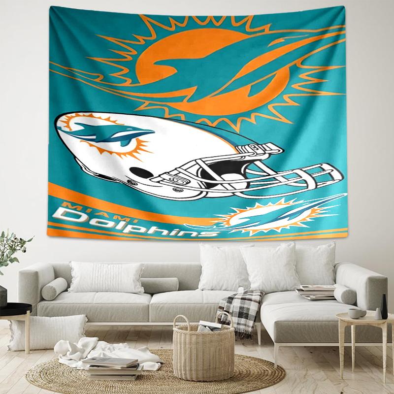 1 Stück Miami Dolphins Logo Wandteppich, Wohnzimmer, Schlafzimmer, Büro, Party-Dekoration, Ideales festliches Geschenk