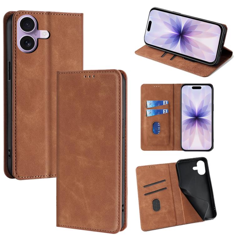 Skin Feel Magnetic Leather Phone Case For iPhone 17