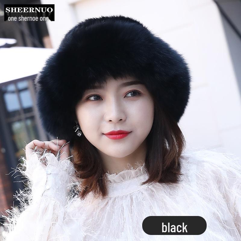 

Женская зимняя шапка в стиле принцессы из норки и лисы Medium (56-58cm)