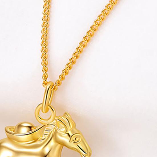 Horse Pendant Necklace Ingot on Horse Pendant Necklace Immediate Wealth Lucky Horse Necklace Birthday Gift for Women Men