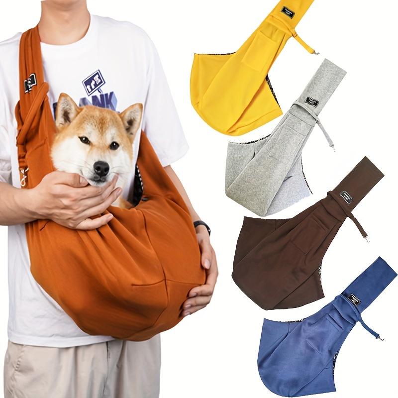 Foldable Dog Sling Carrier, Hands-Free. Large Capacity,Adjustable Strap.Comfort & Convenience for Travel.Orange/Gray/Brown/Blue.