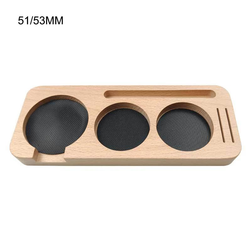 51/58mm Kaffe Tamper Mat Station Ställ Valnötsträ Kaffeborste Filter Förvaringsbas Portafilterhållare Espresso Tillbehör