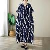 Vintage Plus Size Summer Dress for Women Casual Loose Long Short Sleeve Cotton Satin New In Dresses