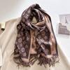 Autumn and winter new retro imitation cashmere jacquard scarf women's versatile thickened warm scarf long fringed shawl