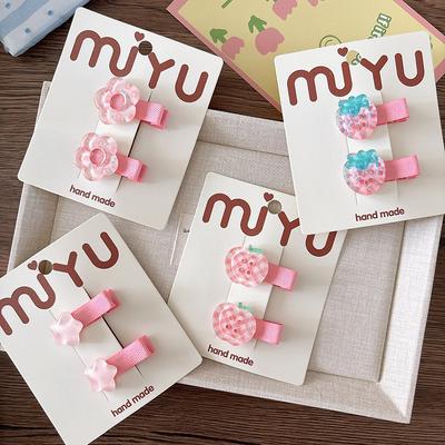 Niedliche Erdbeer-Haarspangen für Baby-Mädchen Mini Vollstoff Kleinkind Alligator-Klammern Kinder Rosa Kawaii Cartoon Haar-Accessoires
