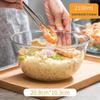 Bol para fideos de vidrio de borosilicato alto con tapa