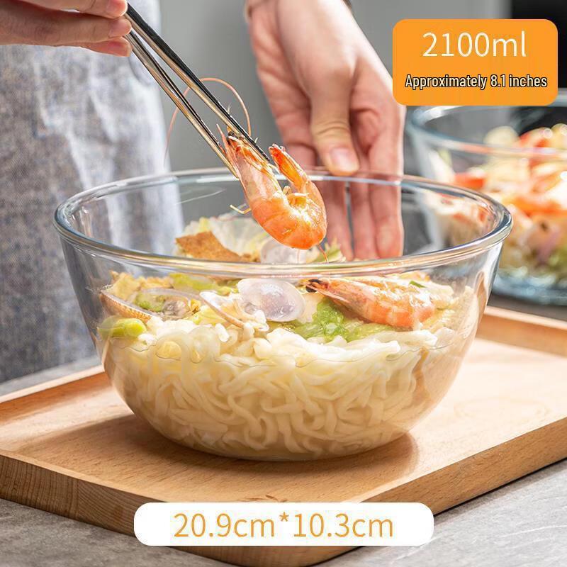 Bol para fideos de vidrio de borosilicato alto con tapa