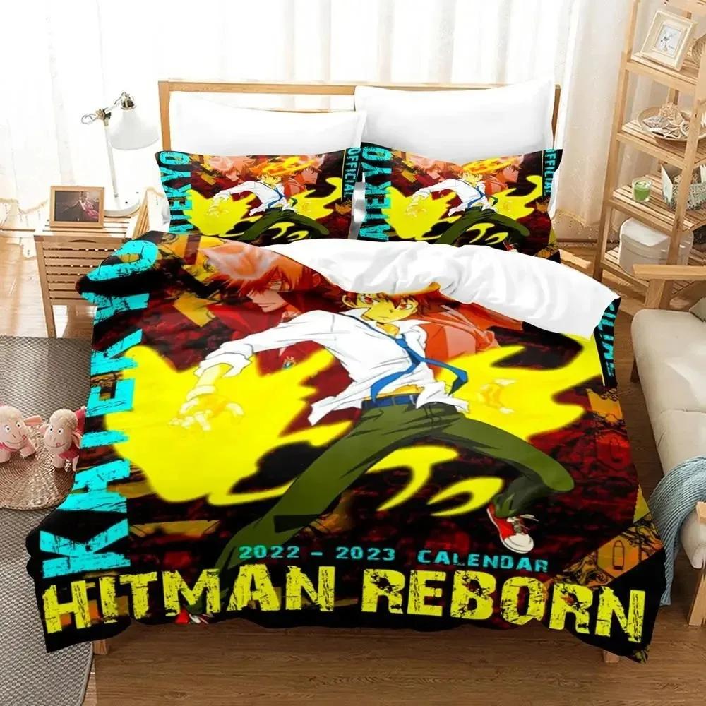 Anime Hitman Reborn Bedding Set Duvet Cover Bed Set Quilt Cover Pillowcase Comforter King Queen Size Boys Adult Bedding Set
