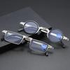 Portable Folding Reading Glasses Men Metal Round Square Anti Blue Light Eyewear Presbyopia Eyeglasses Frame Diopter +1.0 To +4.0