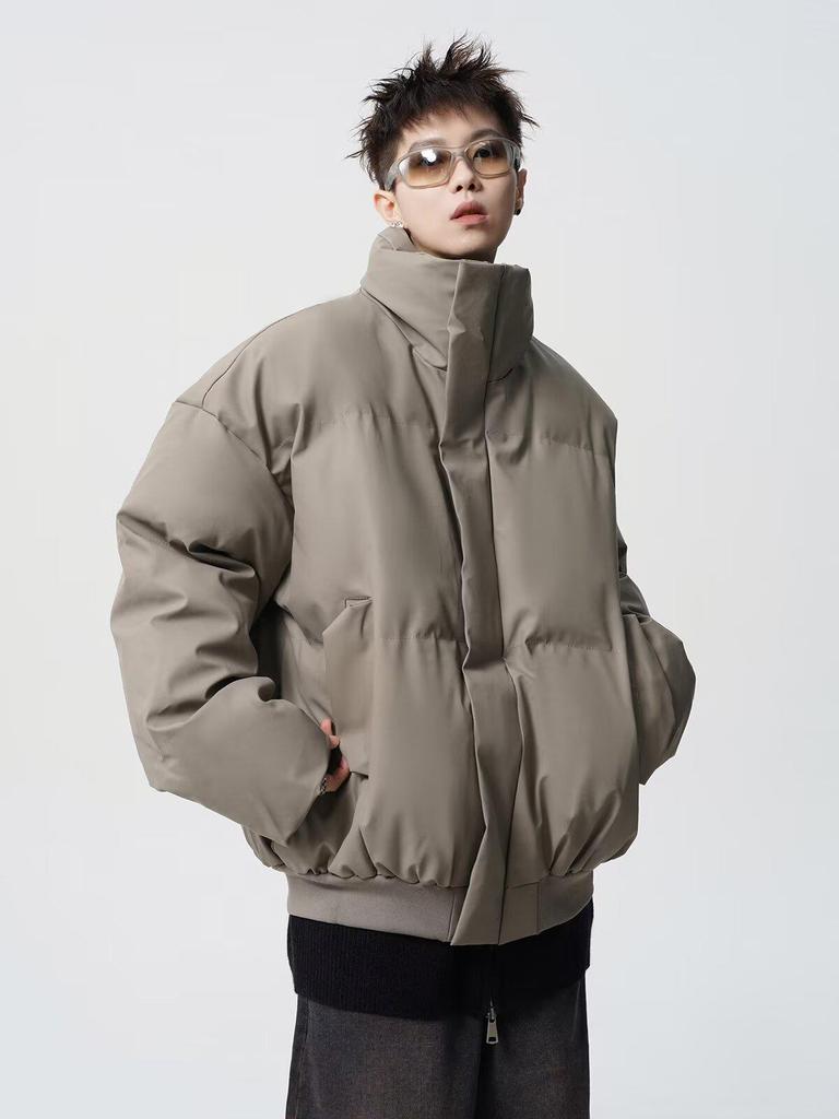 Men's American-Style Winter Warm Cotton Jacket, Loose Fit, Short PU Leather, Padded, Niche Design.