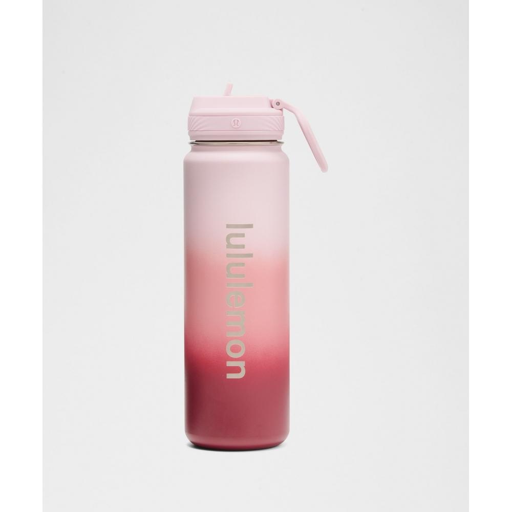Lululemon Back To Life Sport Bottle 24oz Straw Lid Blissful Pink Deco Pink Wine Berry