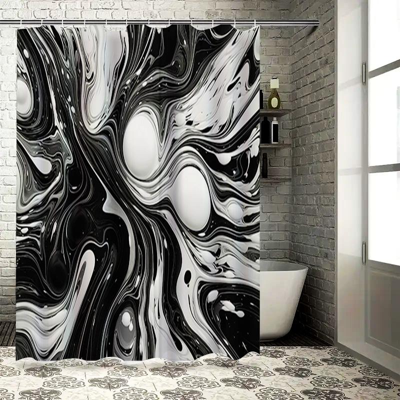 

Черно-белая современная душевая занавеска пластиковая водонепроницаемая украшение для ванны домашний декор для ванной 90x180cm