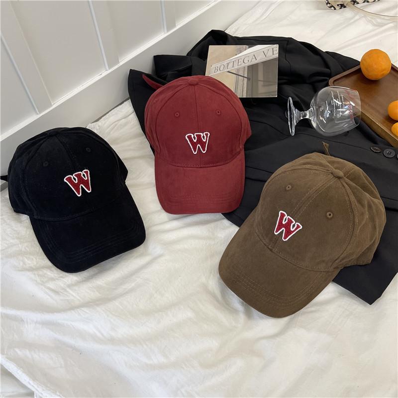 Letter baseball cap women's wide brim big head circumference black cap fashion couple retro face hat