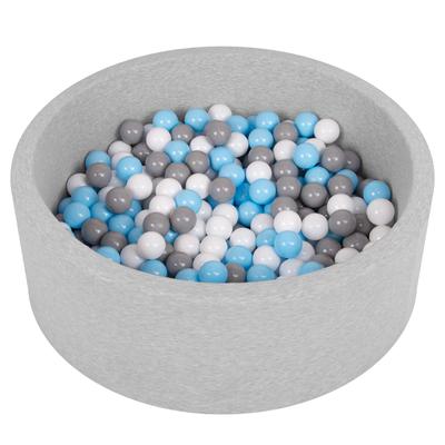 Soft Ball Pit Pool 90x30cm/200 Balls Round for Baby Toddler Foam, Light Grey:white/grey/baby Blue