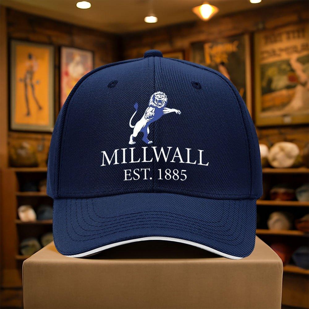 1 Stück Millwall Löwe Baseballkappe Leicht Verstellbar Snapback mit MILLWALL EST 4788meter Stickerei One Size blue