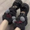 Autumn Winter Warm Knit Plush Socks Cute Bow Pom Pom Leg Warmers Japanese Stacked JK Mid Calf Socks