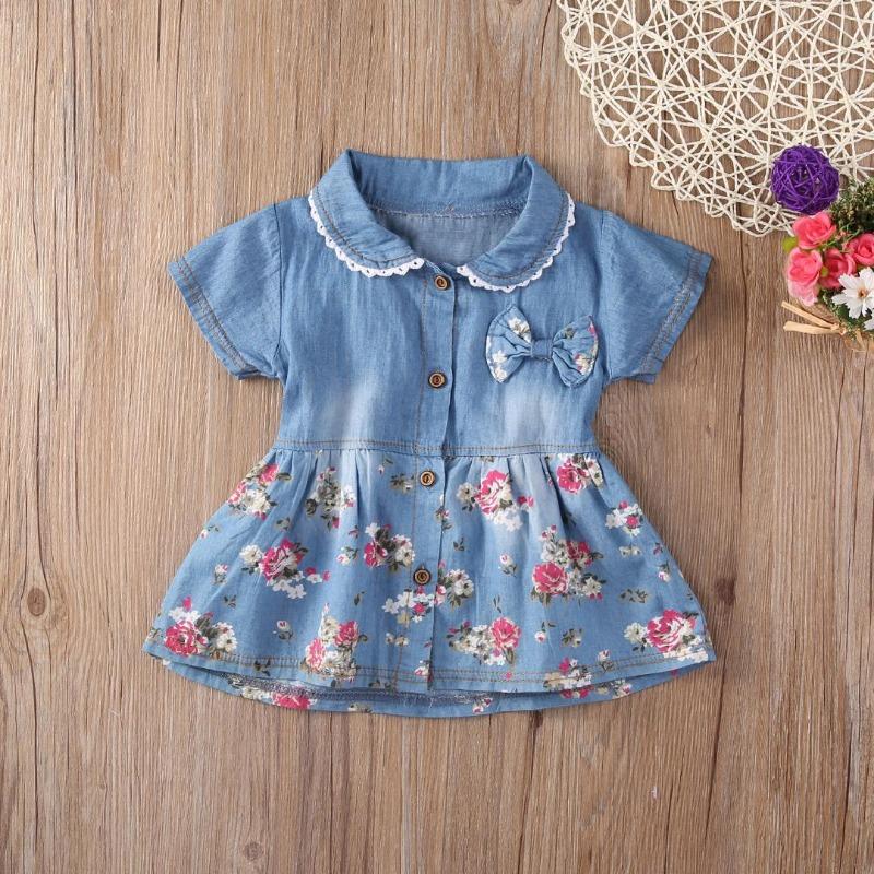 Sommer Prinzessin Denim Jean Kleid Kind Baby Party Hochzeit Festzug Kleider Kleidung