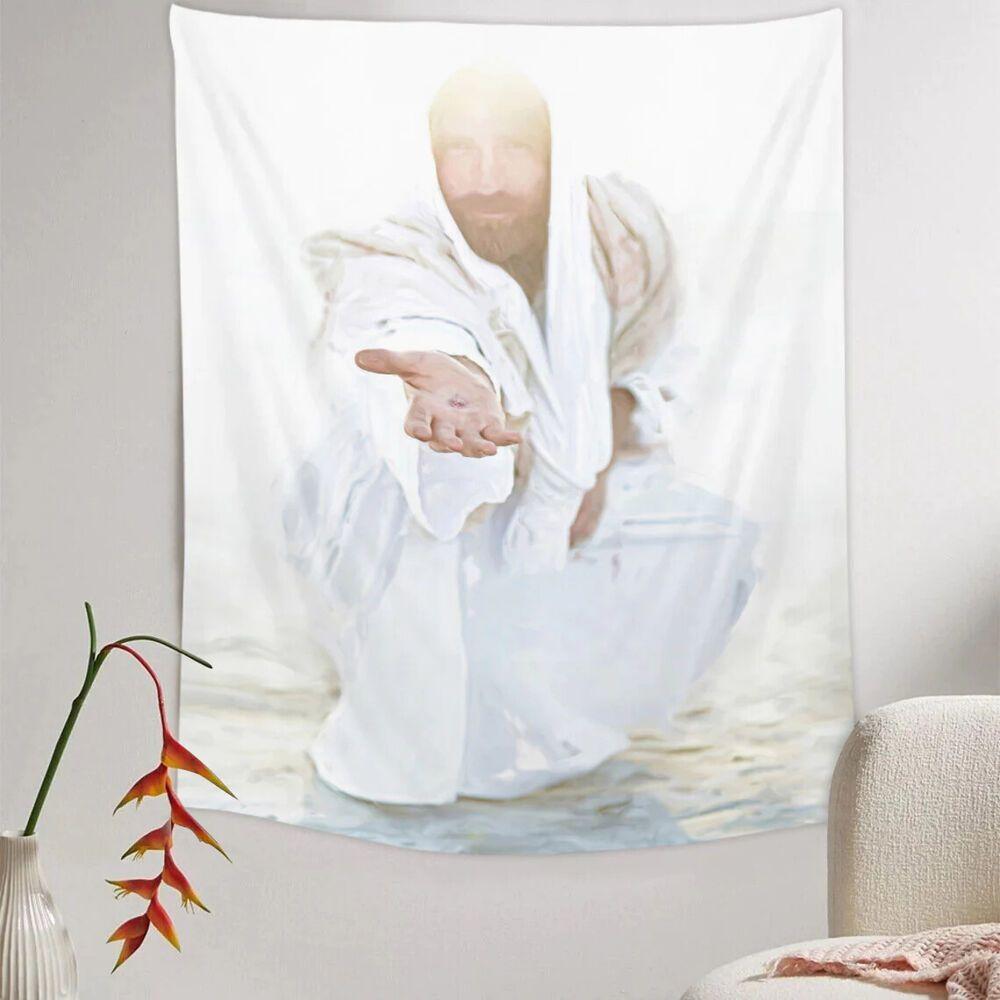 Tapestry Jesus saves God Christ 75x100 чёрный