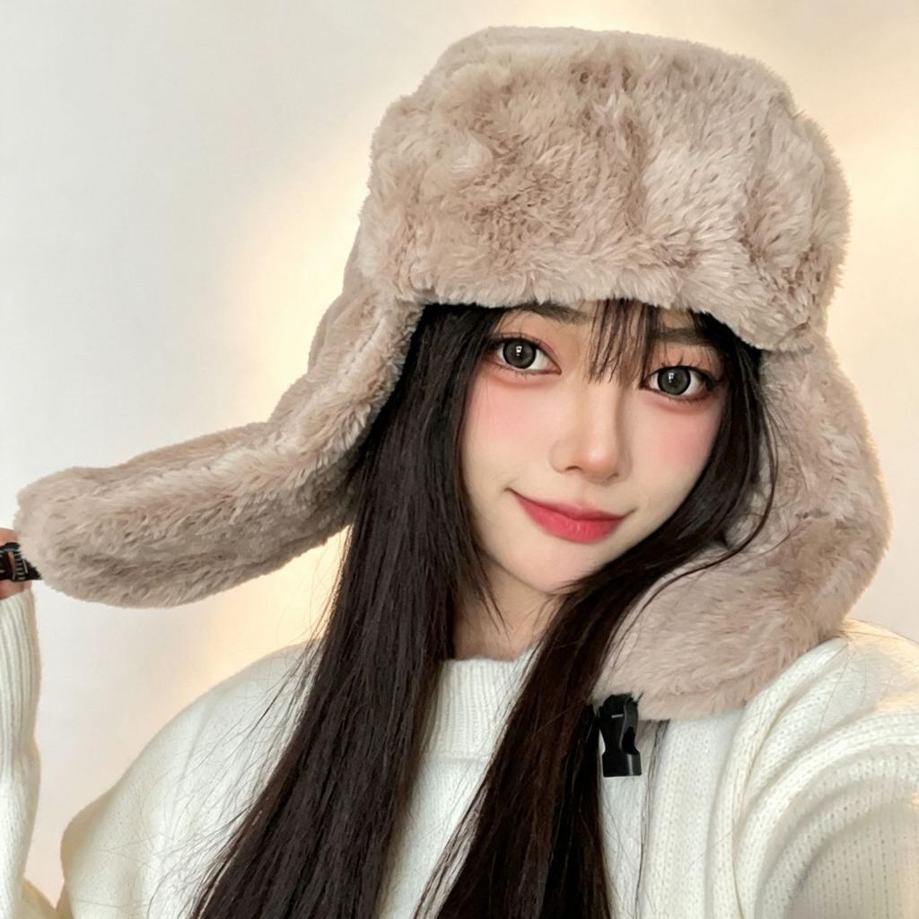 Hat Winter Thickened Plush Ear Protector Lei Feng Hat Men's and Women's Warm Windproof Cycling Outdoor Fashion Hat