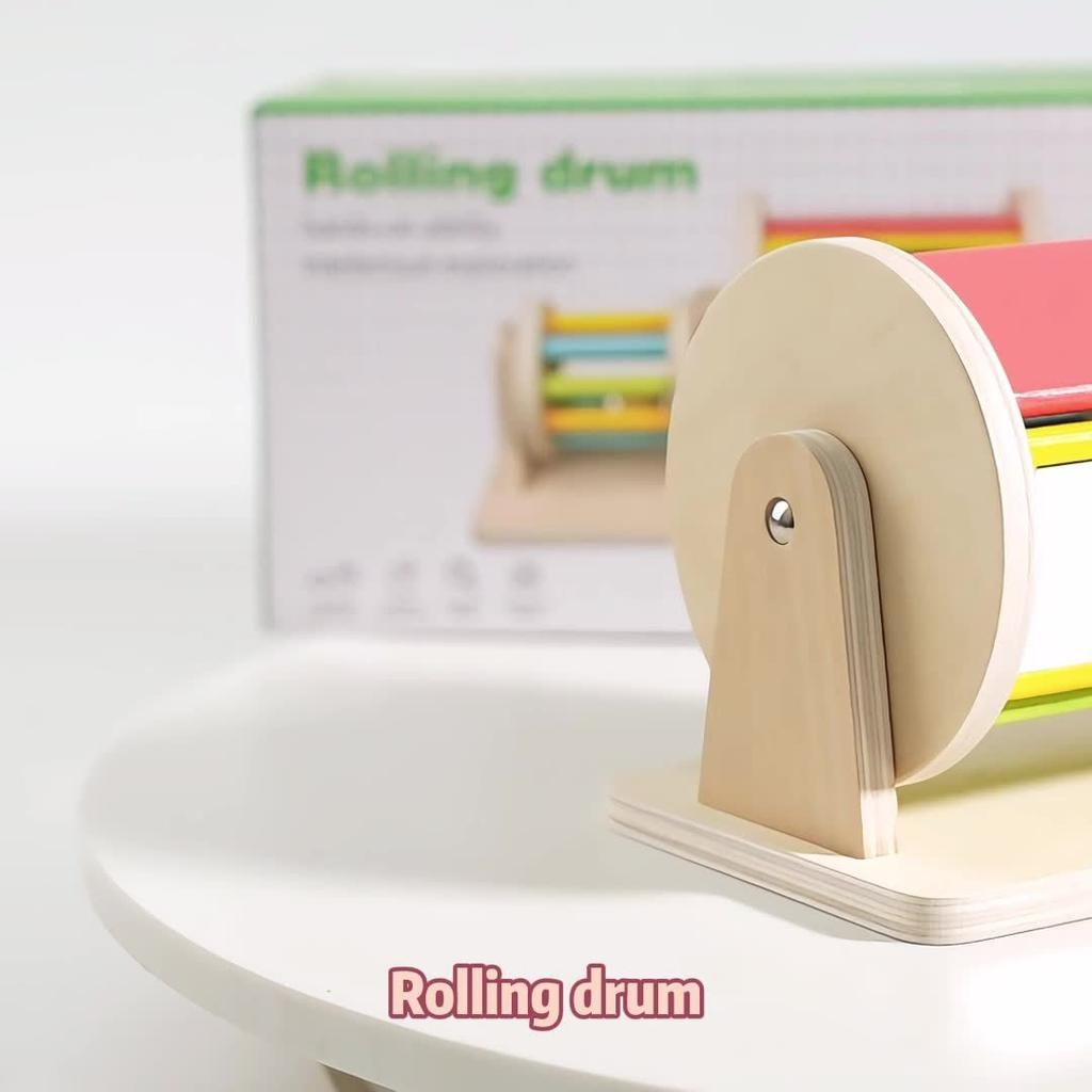 Hölzernes Buntes Rollendes Trommelspielzeug für Frühentwicklung, Sensorische Stimulation und Hand-Auge-Koordination, Interaktives Eltern-Kind-Spiel, Gemischte Farben