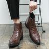 Autumn and Winter Trend Casual High-top Leather Shoes Side Zipper Chelsea Leather Boots Men's British Retro Heightening Martin Boots