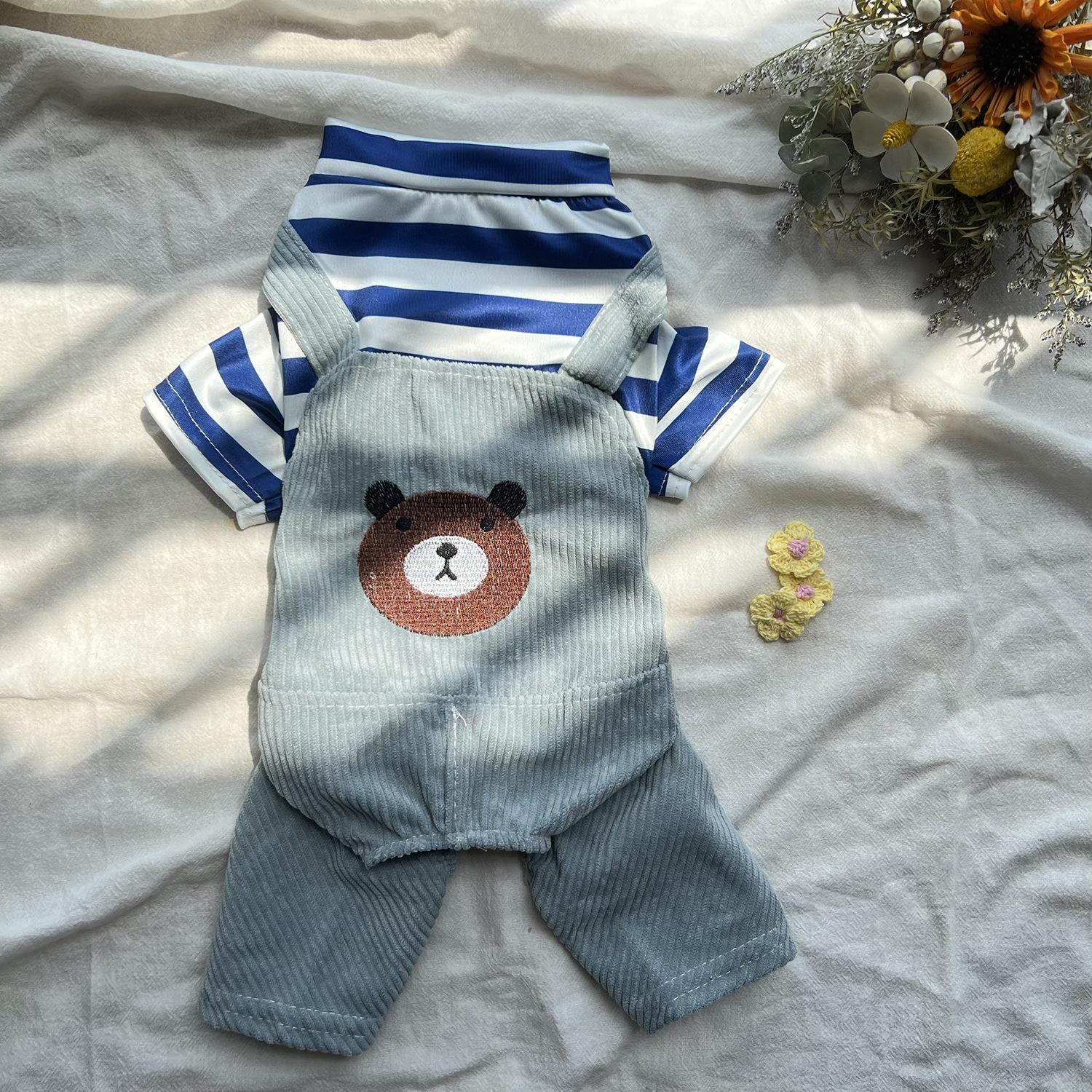 

Одежда для собак Весна и Осень новая полосатая одежда на четырех лапах Маленькая и средняя собака Тедди XS