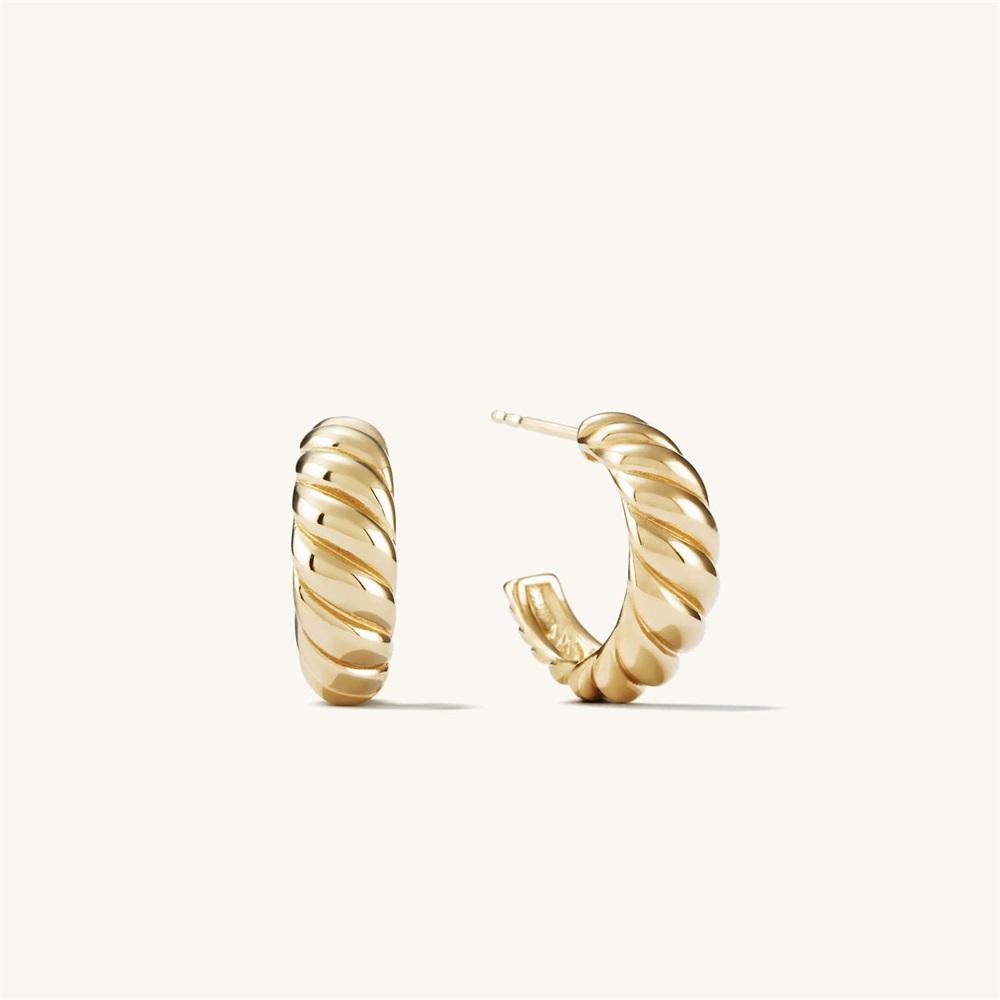 eManco Vintage Twist Croissant Hoop Earrings Stainless Steel for Women Elegant Minimalist Geometric Jewelry
