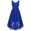 Kids Big Girl Sleeveless Pleated Chiffon Flower Wedding Bridesmaid Formal Party Dress First Communion Dress