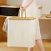 Oxford Cloth Folding Laundry Hamper Bamboo Handle Closet Organizer  Toy Storage