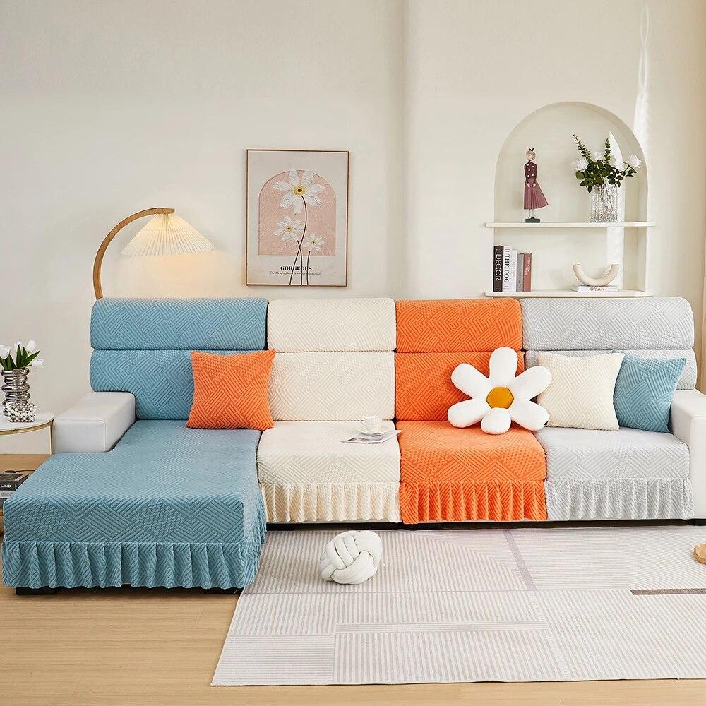 Jacquard Sofa Seat Cushion Cover Elastic Adjustable Skirted Slipcover Sofa Cover Sofa Slipcover Furniture Protector for Pets Kid