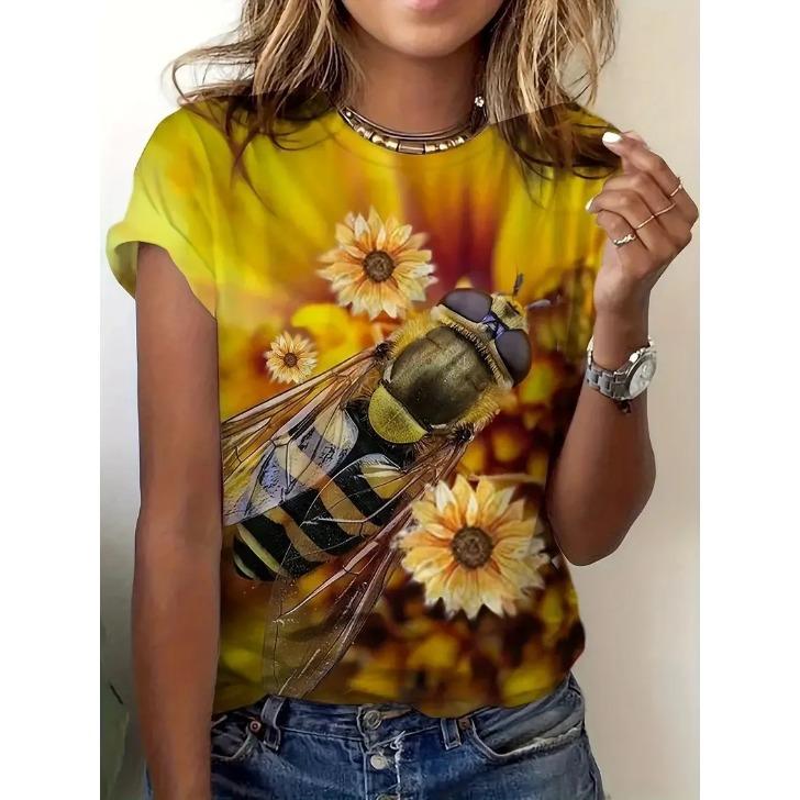 

Футболка с круглым вырезом, короткими рукавами и принтом животных (рыба, тигр, лошадь), 3D-печать, женская XS