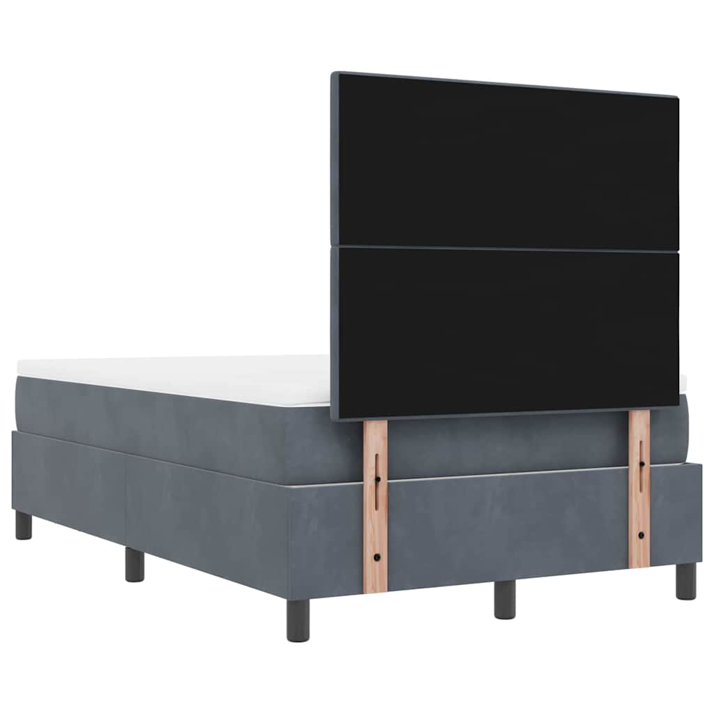 Box Spring Bed with Headboard Dark Gray 190 x 120 cm Velvet