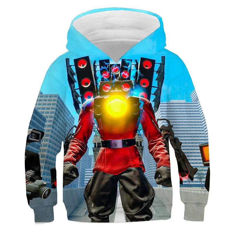 Bluza z nadrukiem Skibidi Toilet dla dzieci Jesień Zima Ubrania Dziecięca Bluza Titan Speakerman Bluzy dla chłopców Dziewczęcy Sweter z kapturem Cartoon