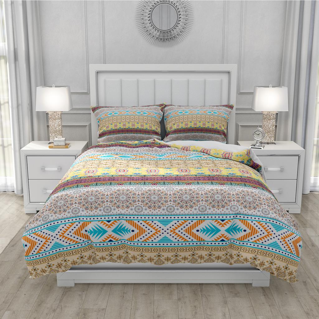 Set de lenjerie de pat colorat Set confortabil Imprimat 3D Set husă de plapumă Față de pernă din fibră ultra-fină 2025 Nou en-gros