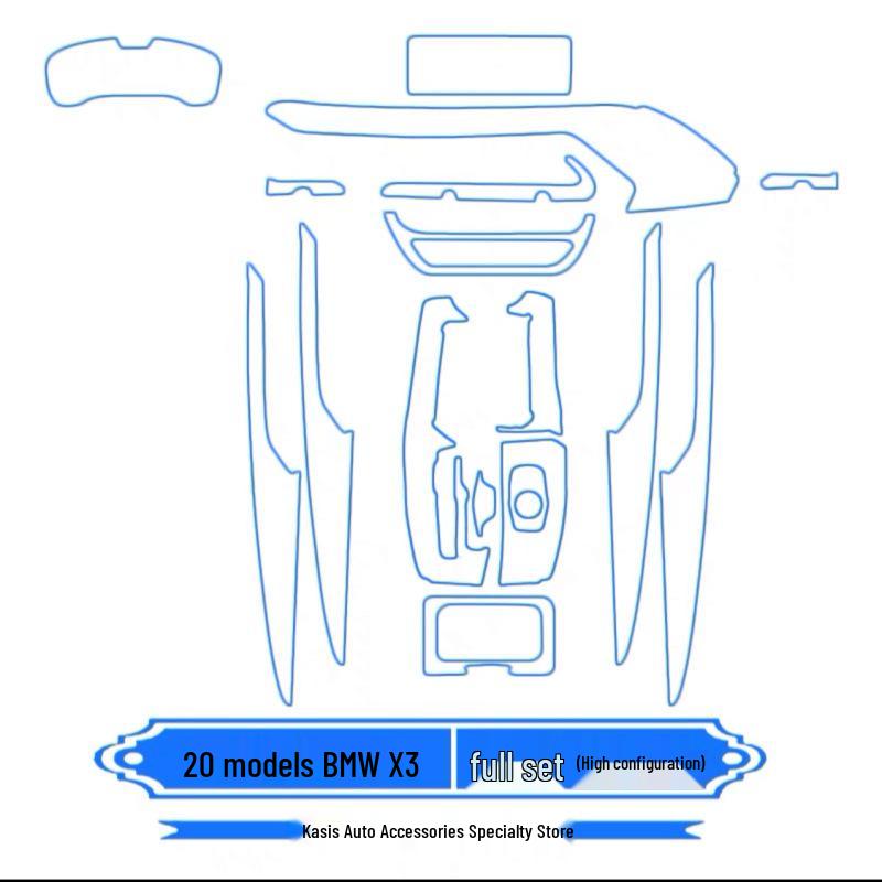 BMW X3/X4 Interior Scratch-proof TPU Film: Fits 25 Models, Includes Console, Navigation, Screen, Gear Shift Protection Sticker.